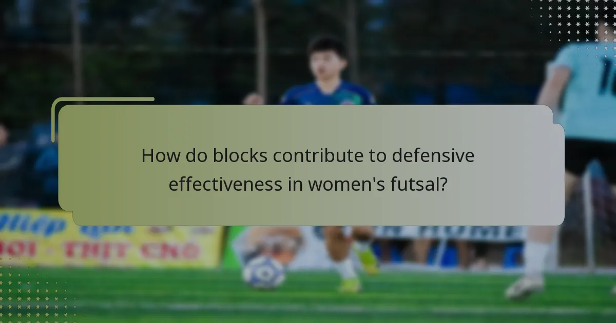 How do blocks contribute to defensive effectiveness in women's futsal?